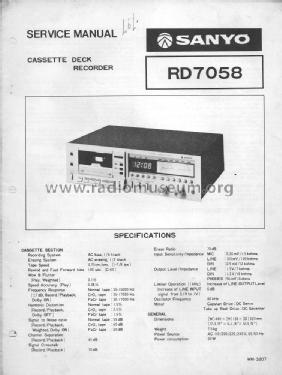 Cassette Deck Recorder RD 7058; Sanyo Electric Co. (ID = 2045543) R-Player