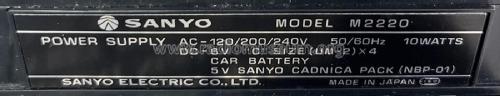 Cassette Recorder M-2220; Sanyo Electric Co. (ID = 2743827) Reg-Riprod