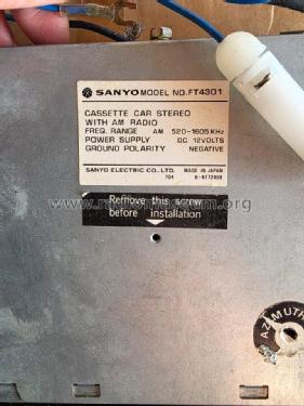 Cassette Stereo FT-4301; Sanyo Electric Co. (ID = 3184888) Car Radio