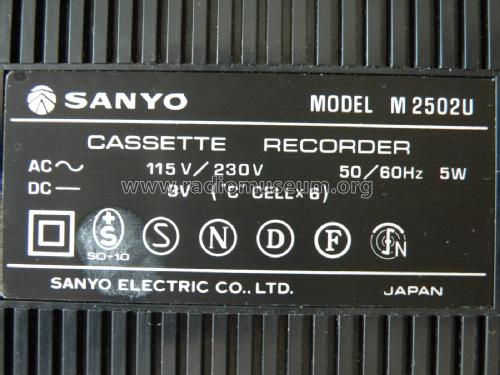 Cassette Tape Recorder M2502U; Sanyo Electric Co. (ID = 2220199) R-Player