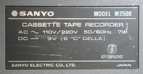 Cassette Tape Recorder M2509; Sanyo Electric Co. (ID = 2410358) Ton-Bild