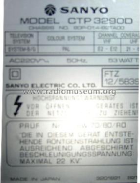CTP 3290D; Sanyo Electric Co. (ID = 1221091) Televisión