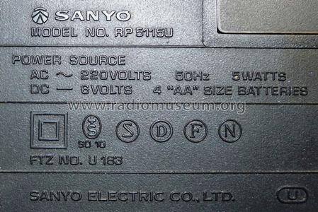 FM/AM 2 Band Receiver RP-5115U; Sanyo Electric Co. (ID = 688361) Radio