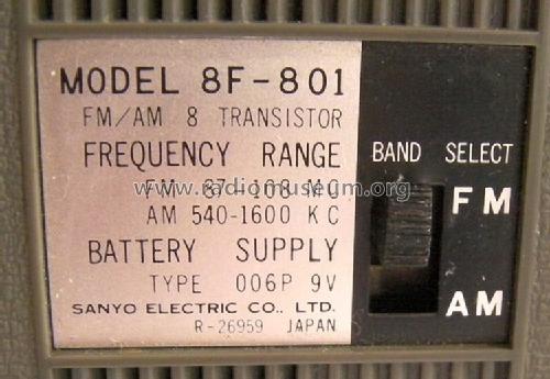 FM/AM All Transistor 8F-801; Sanyo Electric Co. (ID = 1714783) Radio