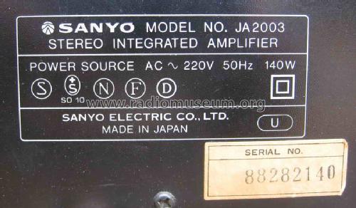 Integrated Stereo Amplifier JA2003; Sanyo Electric Co. (ID = 1241234) Ampl/Mixer