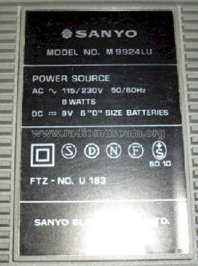 M 9924 LU; Sanyo Electric Co. (ID = 1005209) Radio
