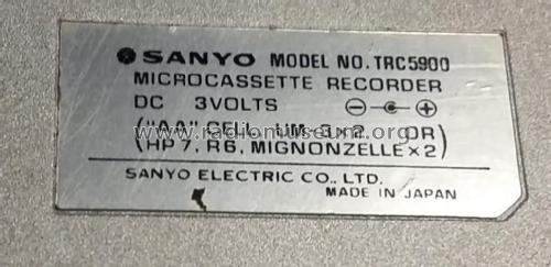 Microcassette Recorder TRC 5900; Sanyo Electric Co. (ID = 2376424) Ton-Bild