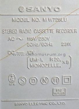 MW-725LU; Sanyo Electric Co. (ID = 722390) Radio