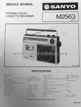 Portable Radio Cassette Recorder M2563; Sanyo Electric Co. (ID = 1719172) Radio