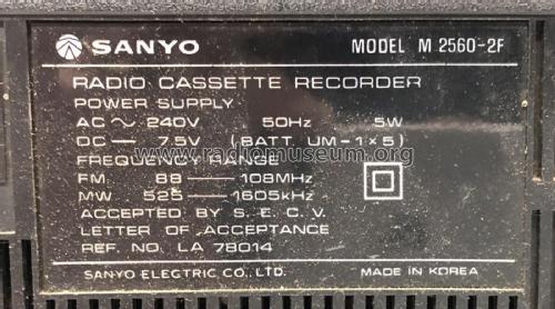 Radio Cassette Recorder M2560-2F; Sanyo Electric Co. (ID = 2700899) Radio