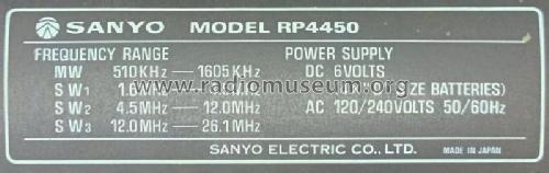 RP-4450; Sanyo Electric Co. (ID = 3089812) Radio