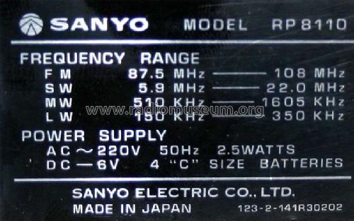 RP 8110; Sanyo Electric Co. (ID = 1353296) Radio