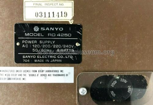Stereo Cassette Deck RD-4250; Sanyo Electric Co. (ID = 2663250) Ton-Bild