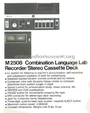 Combination Language Lab Recorder Stereo Cassette Deck M-2508; Sanyo Electric Co. (ID = 1494168) Ton-Bild