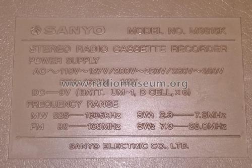 Stereo Radio Cassette Recorder M9815K; Sanyo Electric Co. (ID = 2447554) Radio