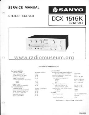 AM/FM Stereo Receiver DCX 1515K; Sanyo Electric Co. (ID = 2048075) Radio