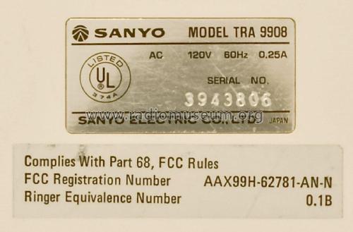 Telephone Answering System TRA 9908; Sanyo Electric Co. (ID = 2086890) R-Player