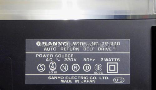 Auto Return Beltdrive Turntable TP-240; Sanyo Electric Co. (ID = 2633288) R-Player