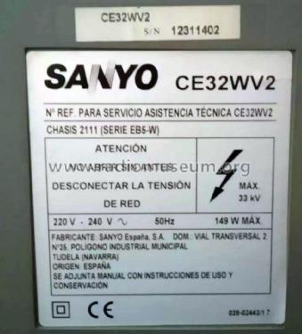 CE32WV2 Ch= 2111 ; Sanyo España, Sonitr (ID = 3083960) Televisión
