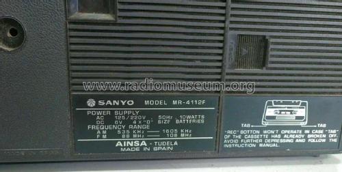 Portable Radio Cassette Recorder MR-4112F; Sanyo España, Sonitr (ID = 2996113) Radio