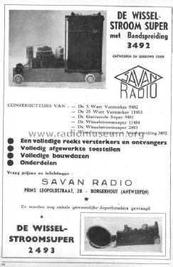 Wisselstroom Super met Bandspreiding 3492; Savan Radio; (ID = 92936) Radio