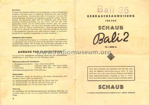 Bali 2 W II; Schaub und Schaub- (ID = 2841515) Radio