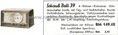 Bali 39W; Schaub und Schaub- (ID = 1390615) Radio