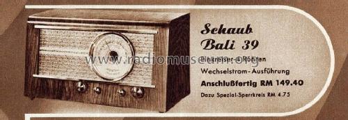 Bali 39W; Schaub und Schaub- (ID = 578394) Radio