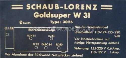 Goldsuper W31 3025; Schaub und Schaub- (ID = 2611857) Radio