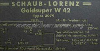 Goldsuper W42 Type 3079; Schaub und Schaub- (ID = 608835) Radio