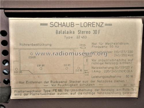 Balalaika Stereo 30F 22453; Schaub und Schaub- (ID = 2535174) Radio