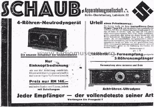 Neutrodyne U4 ; Schaub und Schaub- (ID = 3658) Radio