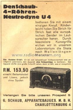 Neutrodyne U4 ; Schaub und Schaub- (ID = 1132356) Radio