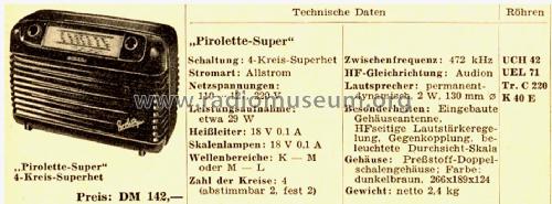 Pirolette- Super KM; Schaub und Schaub- (ID = 2679983) Radio