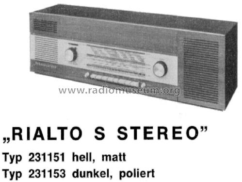 Rialto S Stereo 231151; Schaub und Schaub- (ID = 190306) Radio