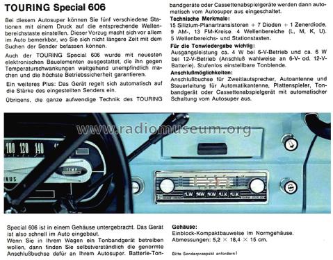 Touring Special 606; Schaub und Schaub- (ID = 2704697) Car Radio