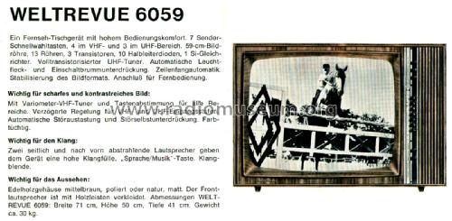 Weltrevue 6059 43044 Ch= 6030; Schaub und Schaub- (ID = 2339922) Televisión