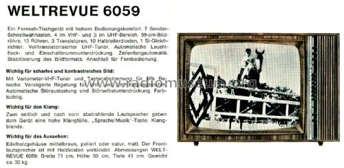 Weltrevue 6059 43044 Ch= 6030; Schaub und Schaub- (ID = 2339922) Fernseh-E