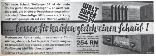 Weltsuper 34W; Schaub und Schaub- (ID = 396000) Radio