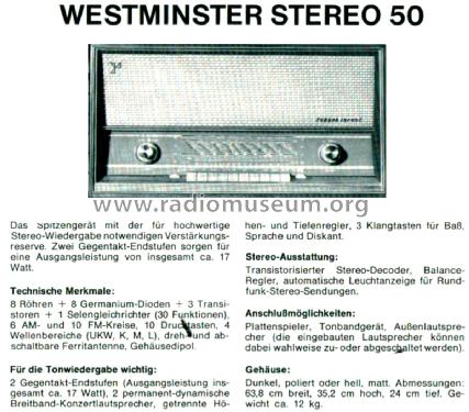 Westminster Stereo 50 202007; Schaub und Schaub- (ID = 2343736) Radio