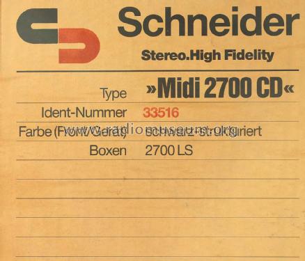 Midi 2700CD; Schneider (ID = 2367309) Radio