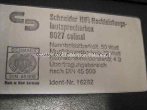 HiFi Hochleistungs-Lautsprecherbox colinal 8027 LS; Schneider (ID = 1390592) Speaker-P