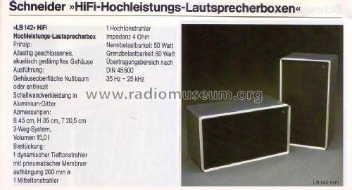 Speaker System LB 142; Schneider (ID = 1739801) Parleur