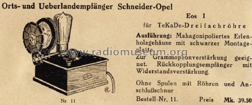 Eos I SOB; Schneider-Opel AG, (ID = 1364757) Radio