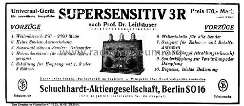 Supersensitiv 3R; Schuchhardt, (ID = 1307647) Radio