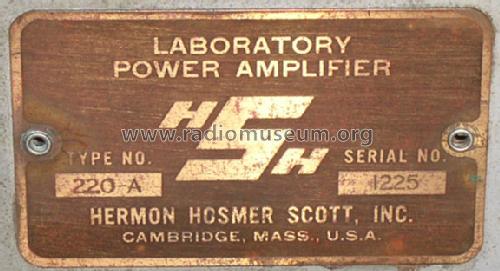 Laboratory Power Amplifier 220-A; Scott; H.H.; Maynard (ID = 413486) Verst/Mix