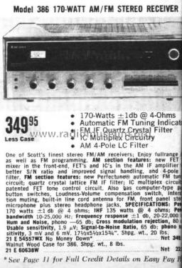 AM/FM Stereo Receiver 386; Scott; H.H.; Maynard (ID = 1812483) Radio