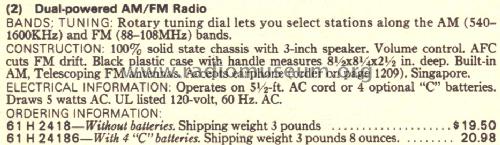 Silvertone 2418 Order= 61H 2418; Sears, Roebuck & Co. (ID = 1610332) Radio