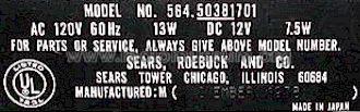 5038 Go Anywhere Ch= 564.50381701; Sears, Roebuck & Co. (ID = 632048) TV Radio