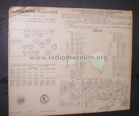 Silvertone 6193 Ch= 101.517-1; Sears, Roebuck & Co. (ID = 1442107) Radio